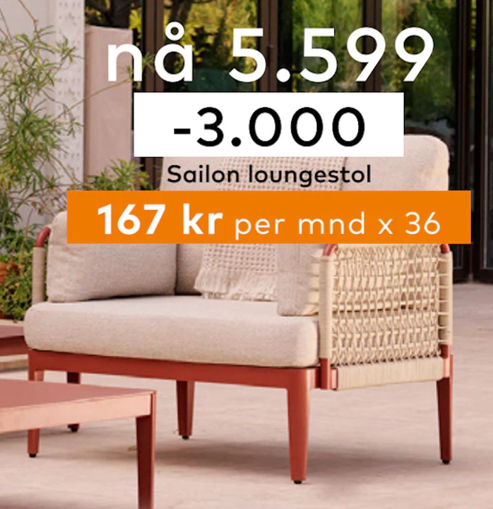 Tilbud på Sailon loungestol fra Skeidar til 5 599 kr