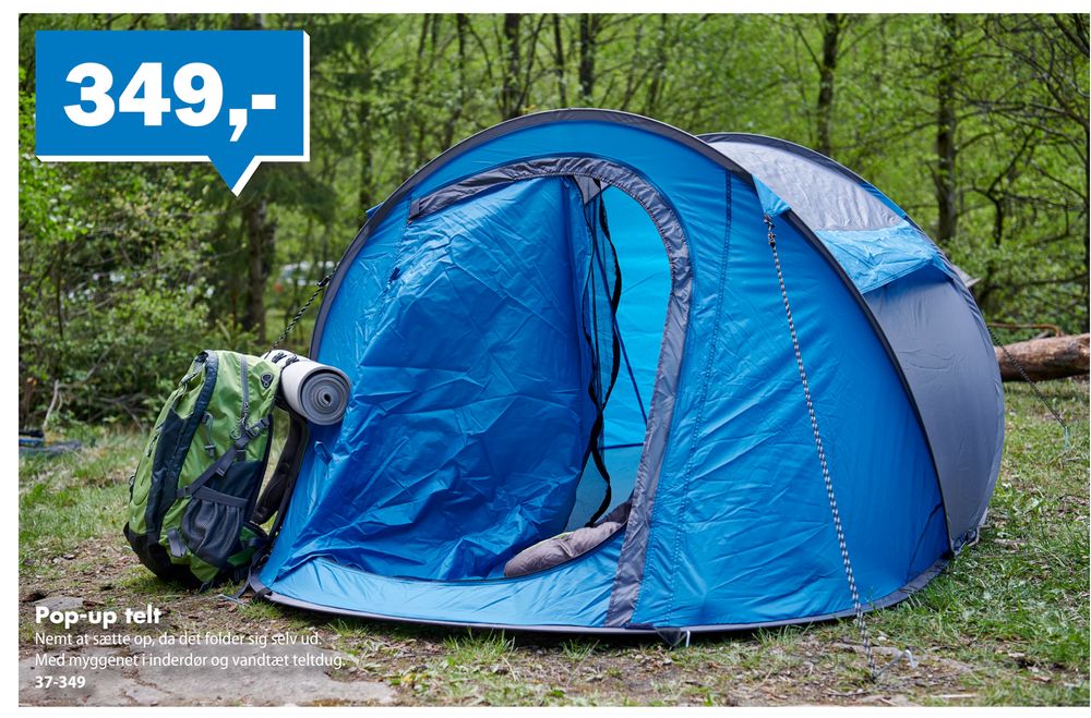 Tilbud på Pop-up telt fra Biltema til 349 kr.