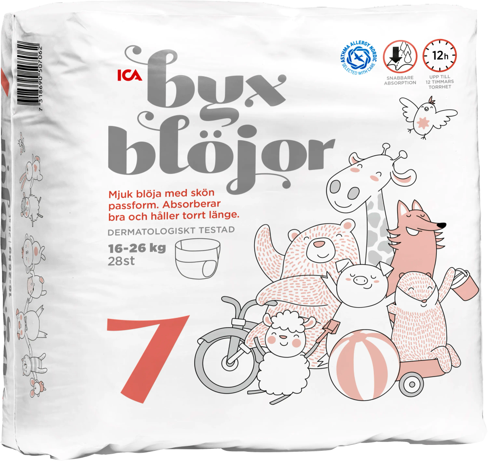 Erbjudanden på Byxblöja strl 7 16-26kg 28-p (ICA) från ICA Supermarket för 65 kr