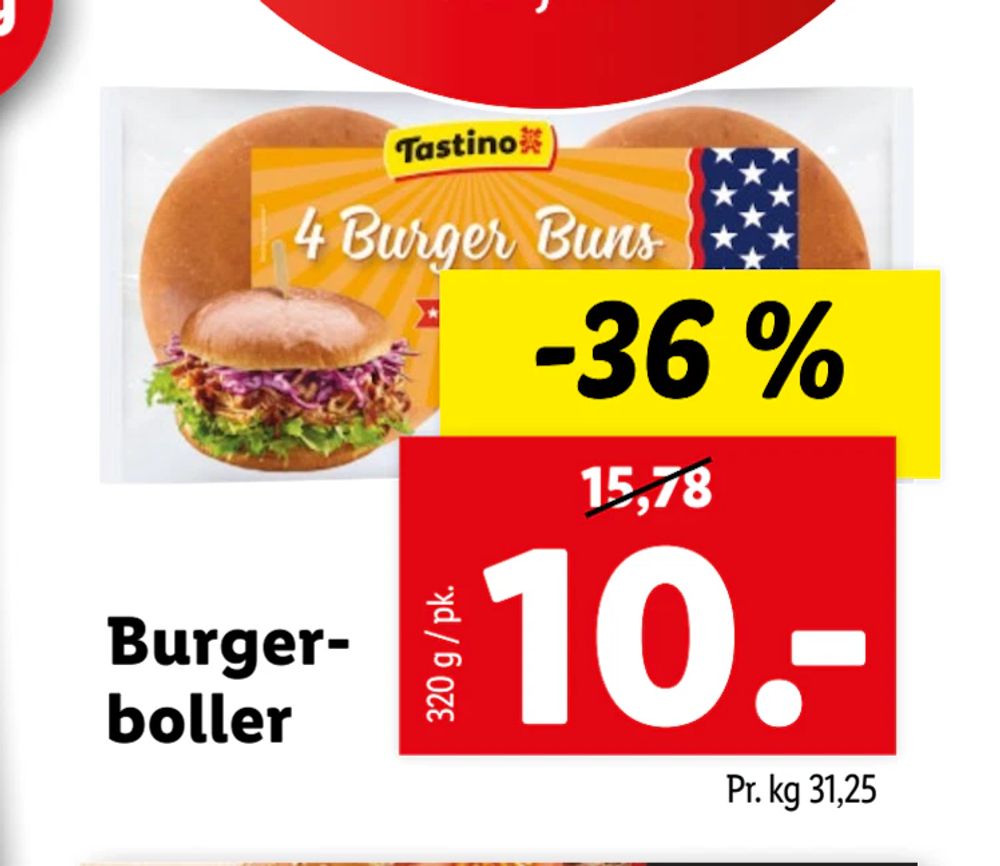 Tilbud på Burgerboller fra Lidl til 10 kr.