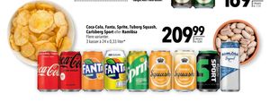 Coca-Cola, Fanta, Sprite, Tuborg Squash, Carlsberg Sport eller Ramlösa