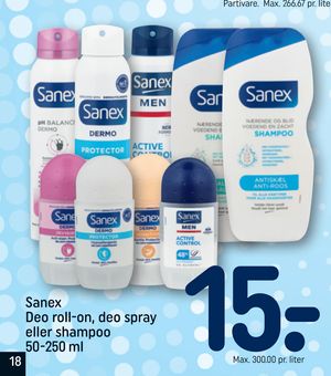 Sanex Deo roll-on, deo spray eller shampoo 50-250 ml