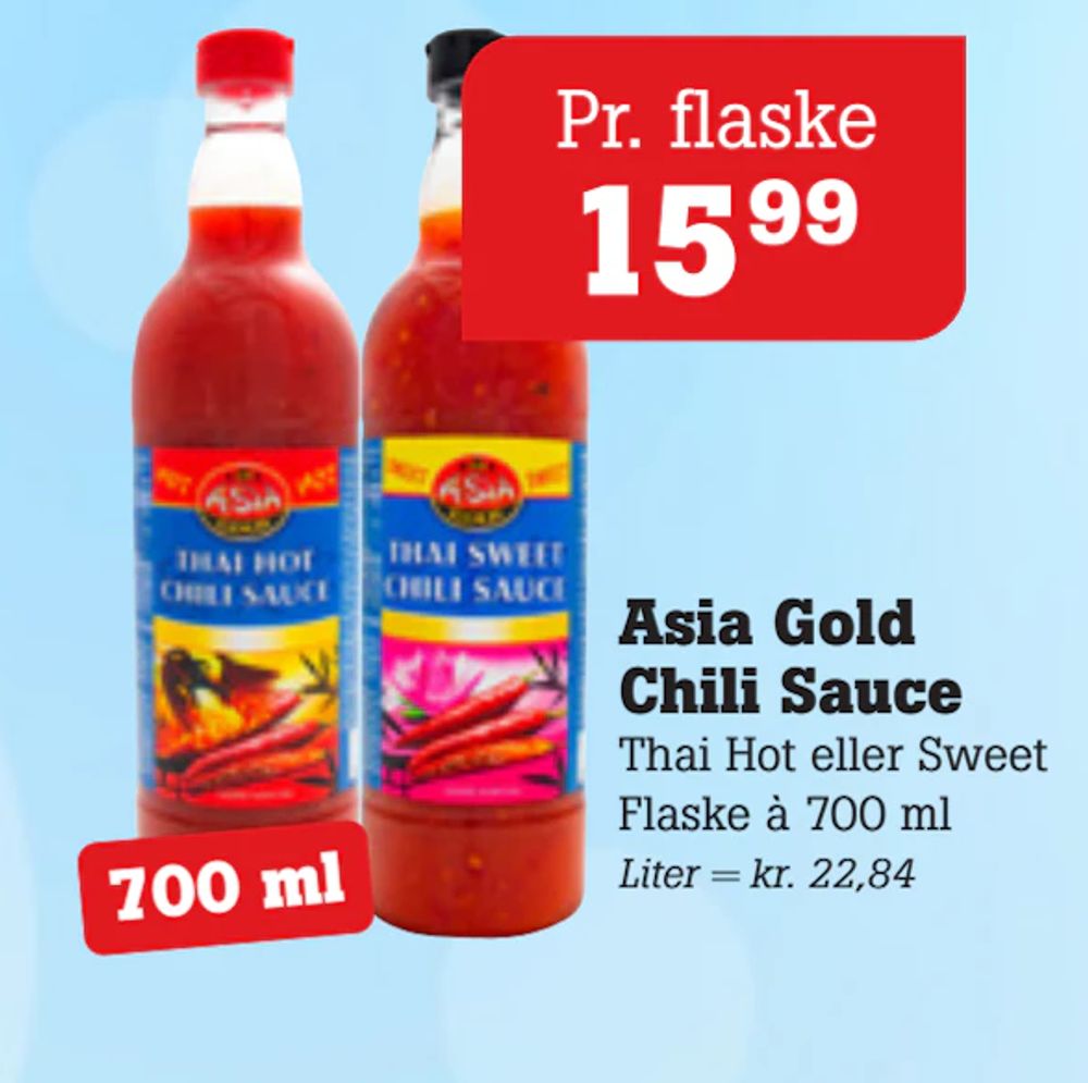 Tilbud på Asia Gold Chili Sauce fra Poetzsch Padborg til 15,99 kr.
