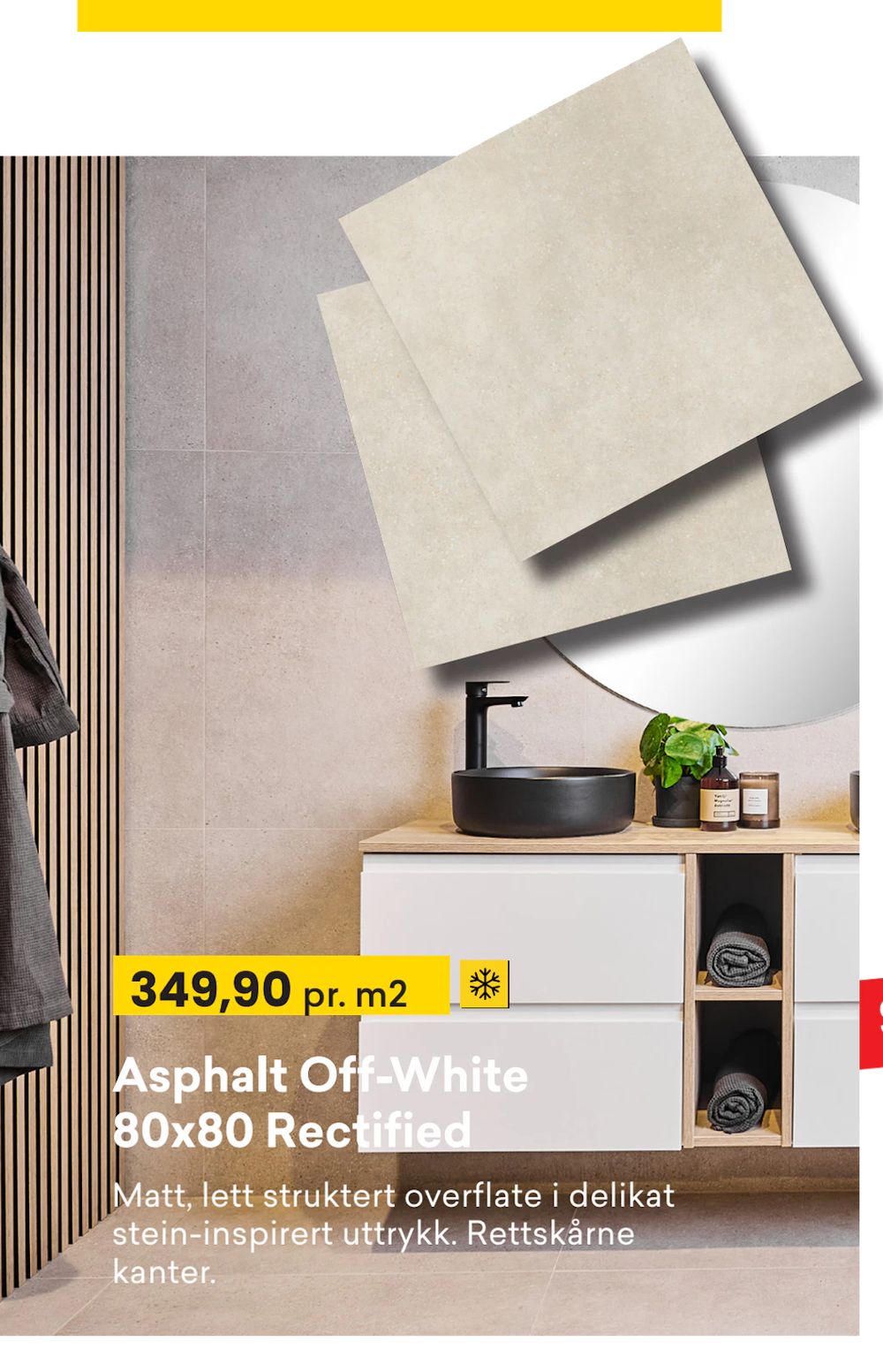 Tilbud på Asphalt Off-White 80x80 Rectified fra Right Price Tiles til 349,90 kr