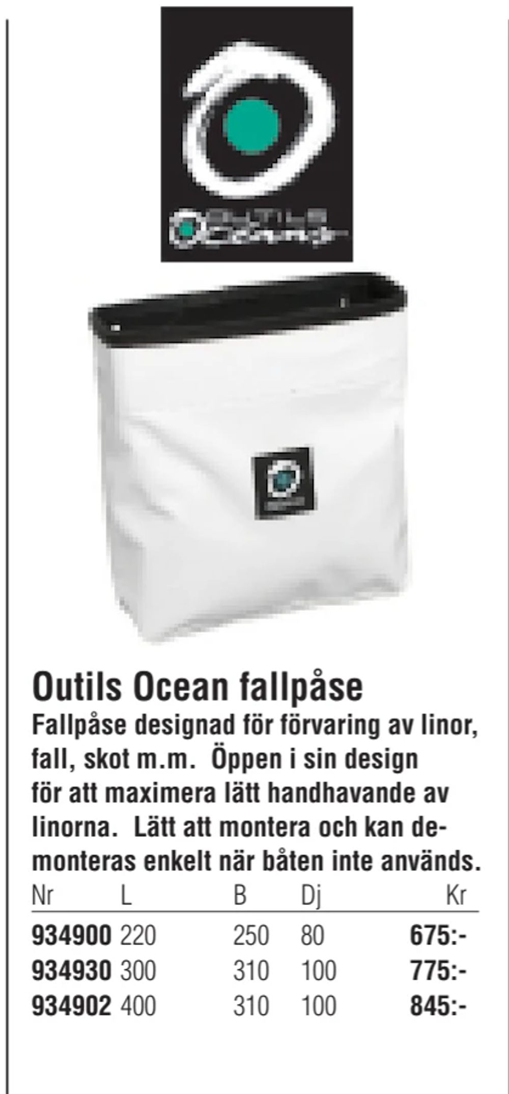 Erbjudanden på Outils Ocean fallpåse från Erlandsons Brygga för 675 kr