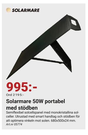 Solarmare 50W portabel med stödben