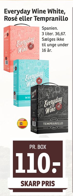 Everyday Wine White, Rosé eller Tempranillo