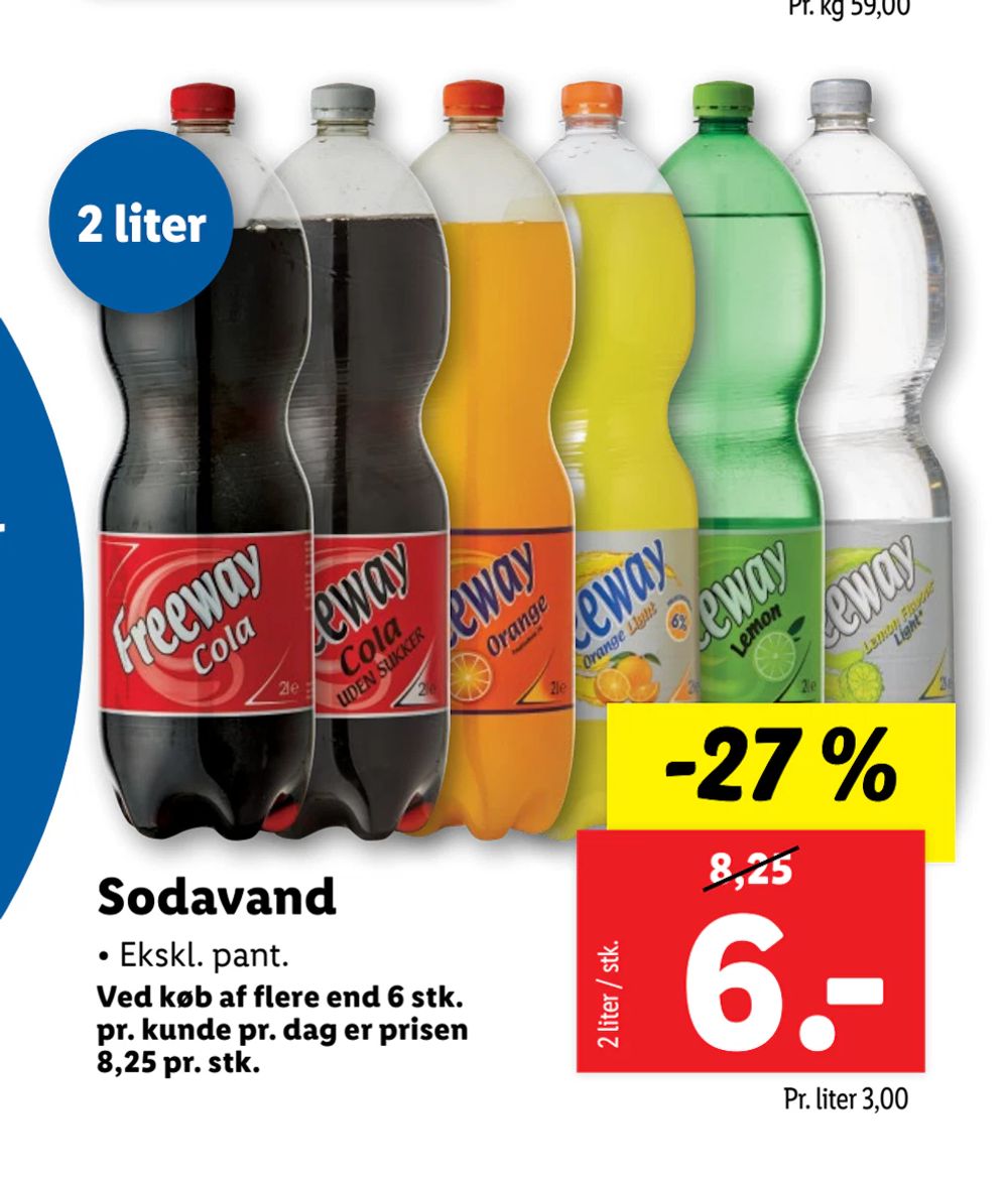 Tilbud på Sodavand fra Lidl til 6 kr.