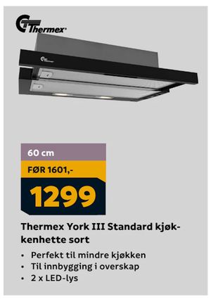 Thermex York III Standard kjøkkenhette sort