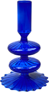 Lysestage i Glas - Blå (H:15cm)