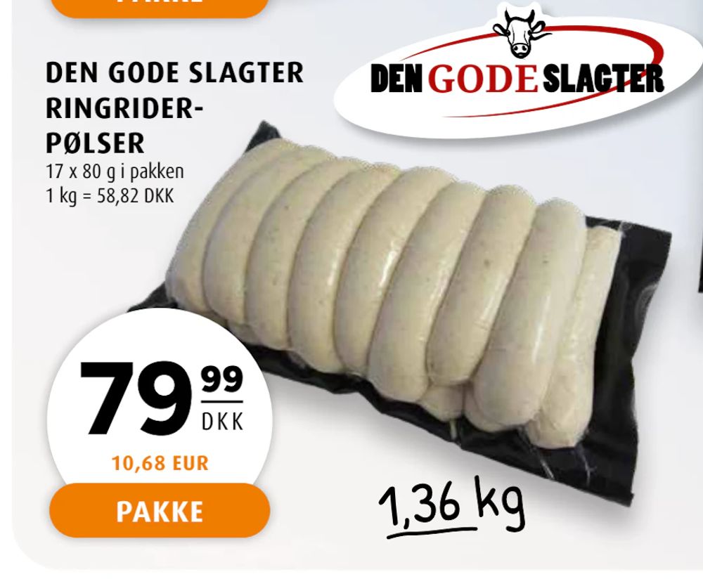 Tilbud på DEN GODE SLAGTER RINGRIDERPØLSER fra Scandinavian Park til 79,99 kr.