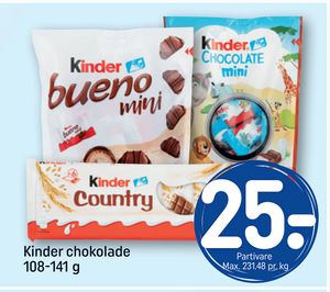 Kinder chokolade 108-141 g