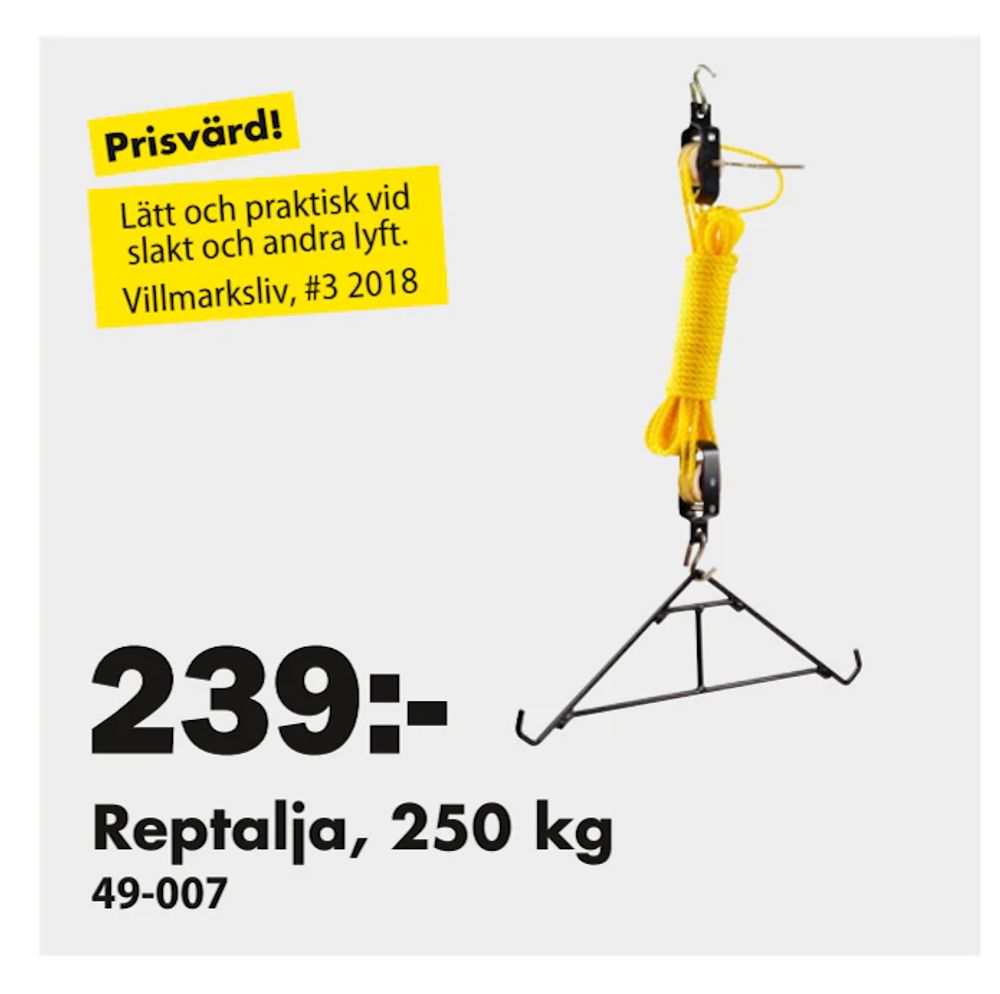 Erbjudanden på Reptalja, 250 kg från Biltema för 239 kr