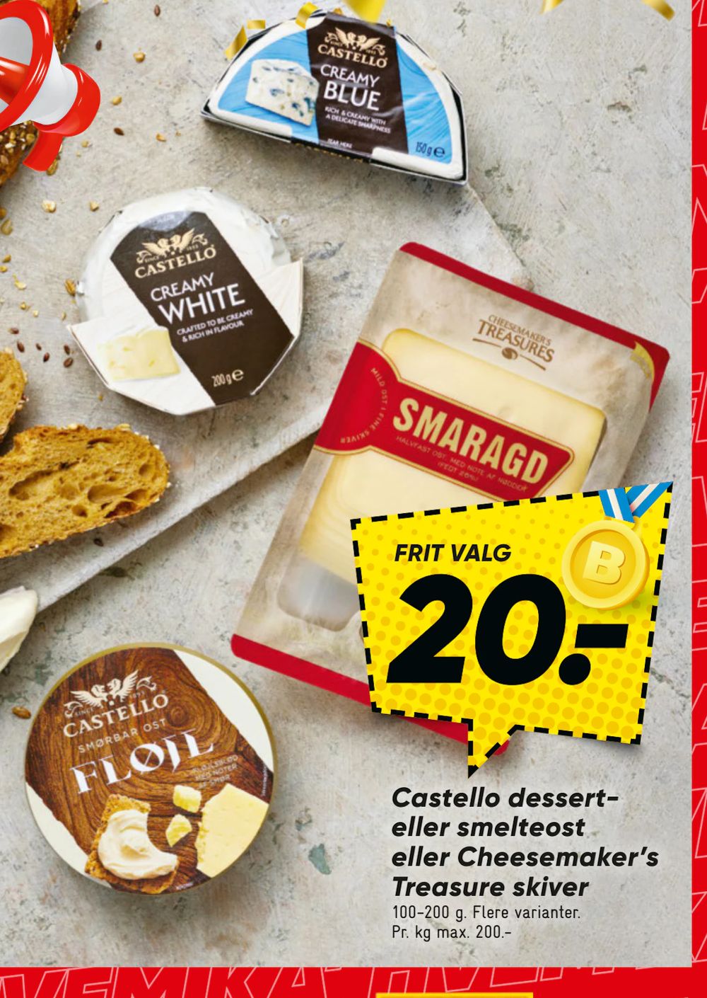 Tilbud på Castello dessert- eller smelteost eller Cheesemaker’s Treasure skiver fra Bilka til 20 kr.