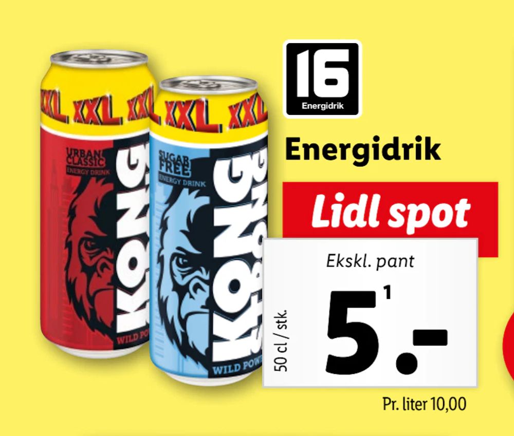 Tilbud på Energidrik fra Lidl til 5 kr.