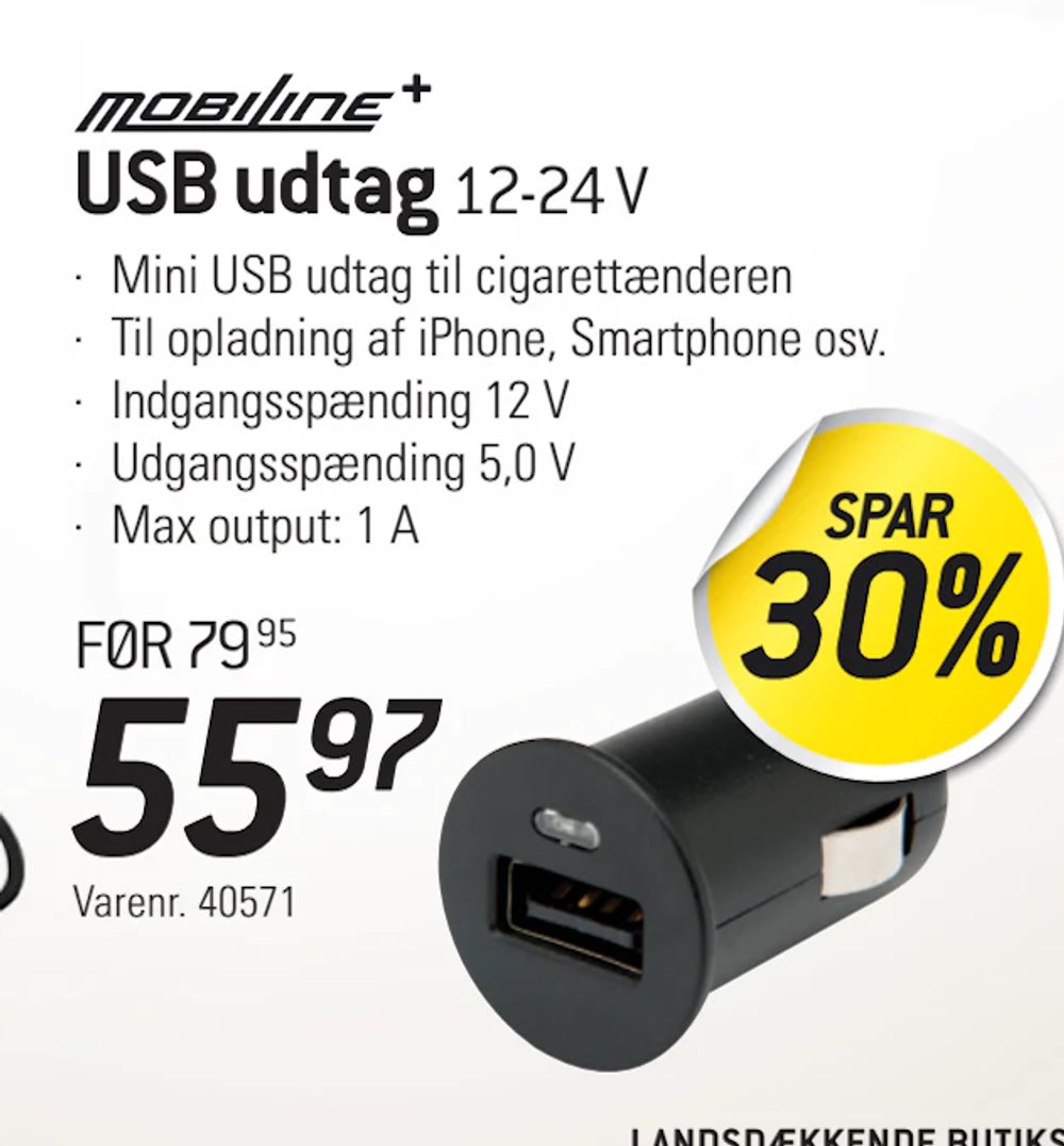 Tilbud på USB udtag fra thansen til 55,97 kr.