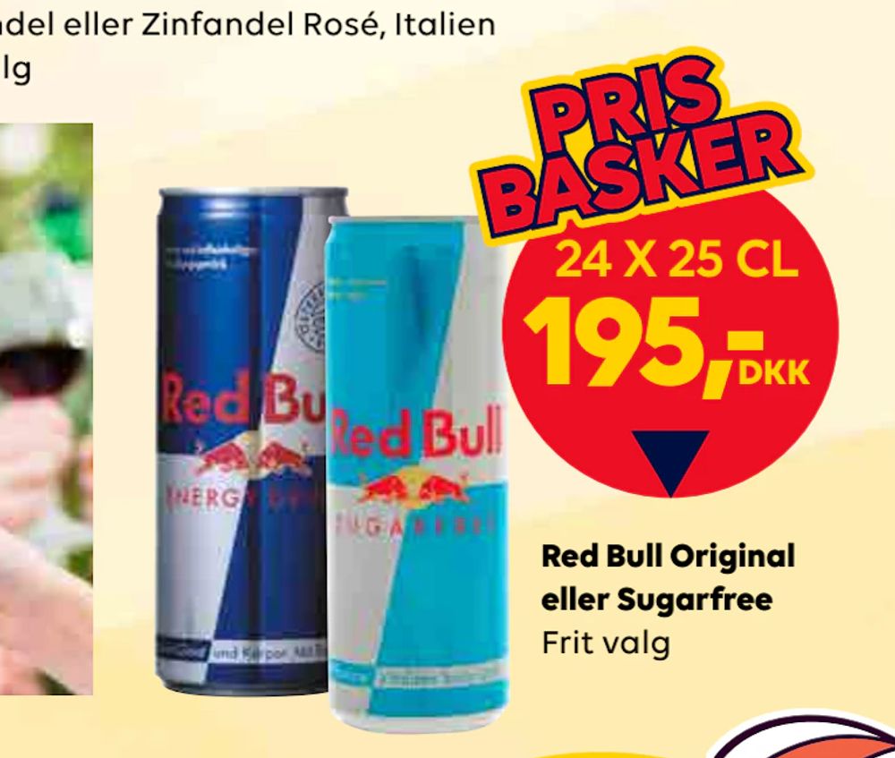 Tilbud på Red Bull Original eller Sugarfree fra BorderShop til 195 kr.