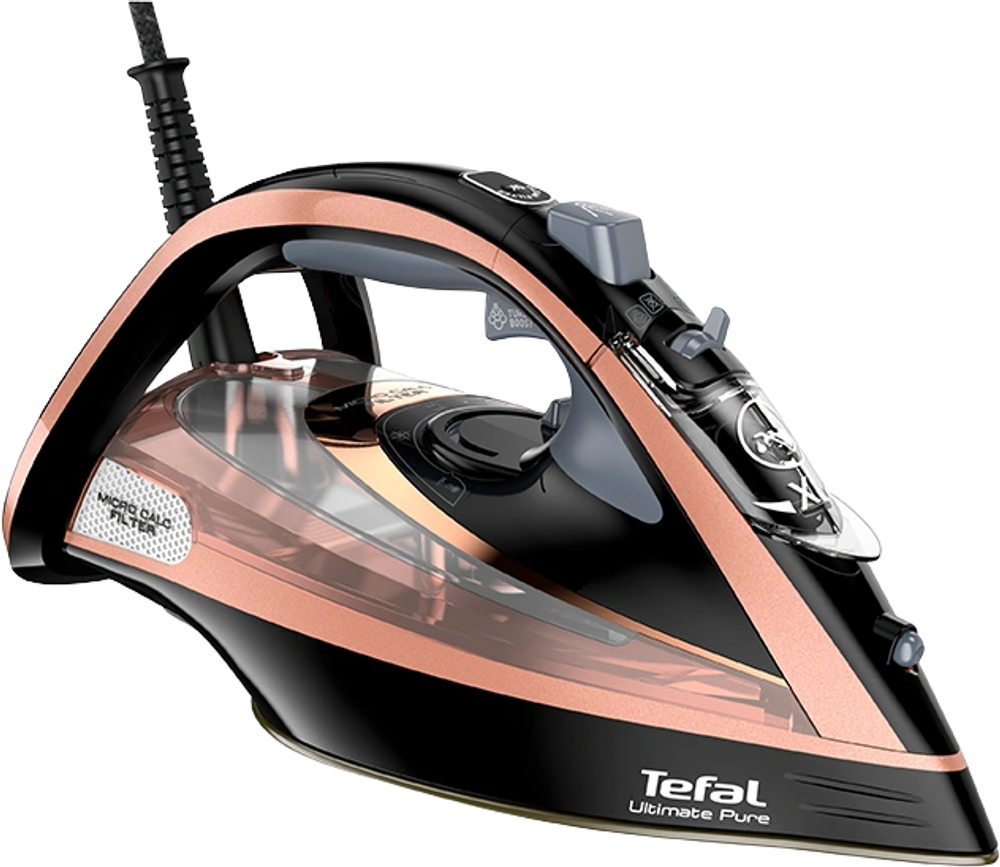 Tilbud på Tefal Ultimate Pure FV9845E0 rosé dampstrygejern fra Kop & Kande til 999,95 kr.