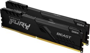 Kingston | FURY Beast - DDR4 - sæt - 16 GB: 2 x 8 GB - DIMM 288-PIN - 3200 MHz / PC4-25600 - CL16 - 1.35 V - ikke bufferet - ikke-ECC - sort