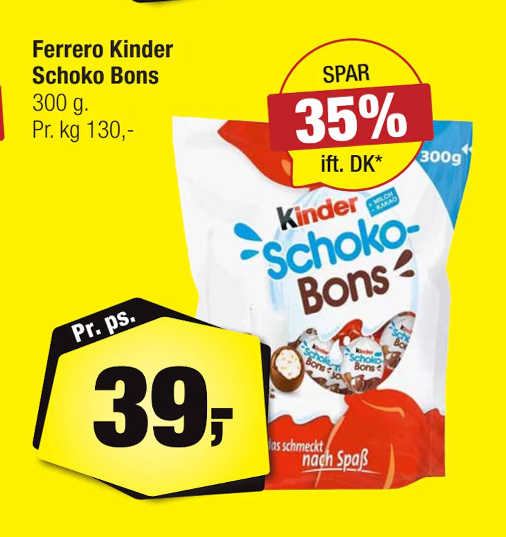 Tilbud på Ferrero Kinder Schoko Bons fra Calle til 39 kr.