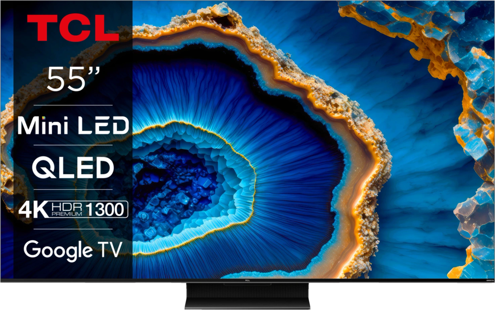 Tilbud på TCL 55" MQLED80 4K MINI-LED Smart-TV (2023) fra Elgiganten til 7.490 kr.