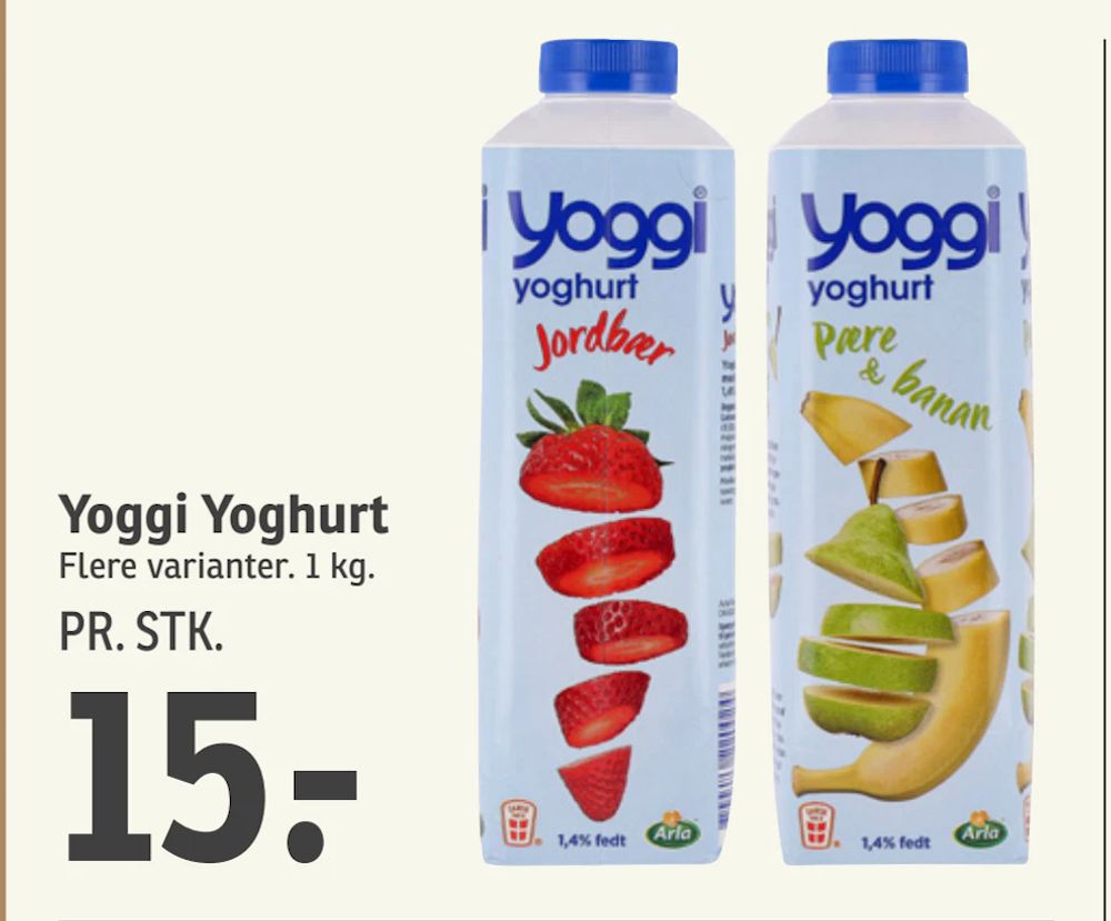 Tilbud på Yoggi Yoghurt fra SPAR til 15 kr.