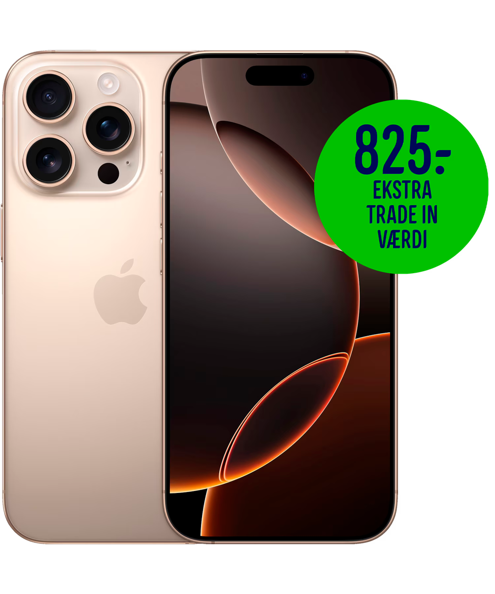 Tilbud på iPhone 16 Pro 5G smartphone 128GB (ørken titanium) fra Elgiganten til 8.674 kr.