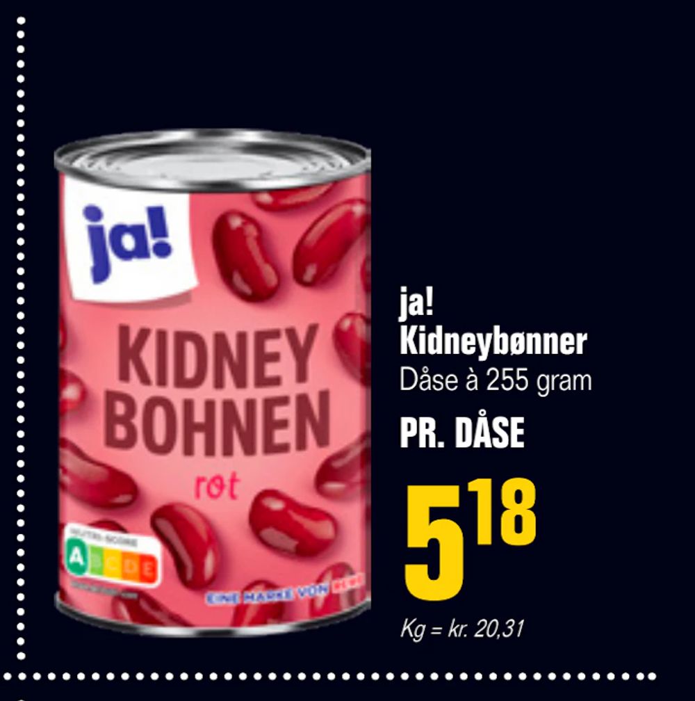 Tilbud på ja! Kidneybønner fra Poetzsch Padborg til 5,18 kr.