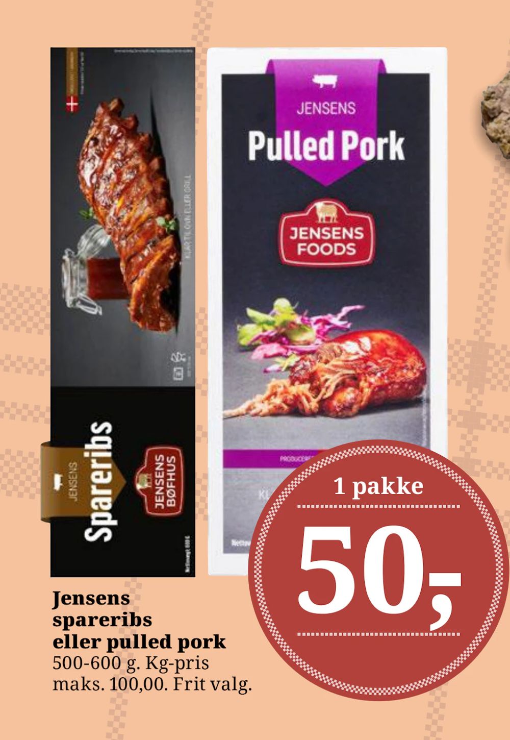 Tilbud på Jensens spareribs eller pulled pork fra Dagli'Brugsen til 50 kr.