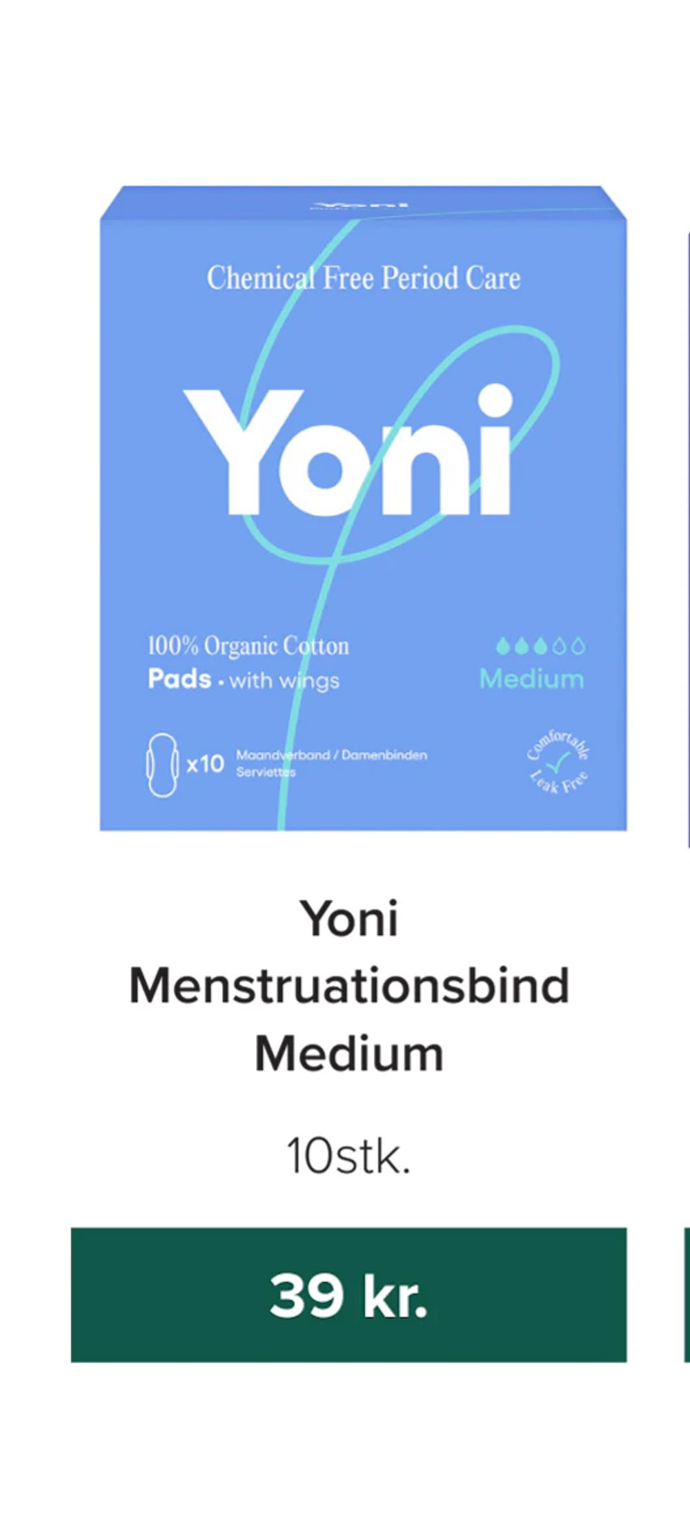 Tilbud på Yoni Menstruationsbind Medium fra Helsemin til 39 kr.