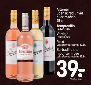 Altamar Spansk rød-, hvid- eller rosévin 75 cl