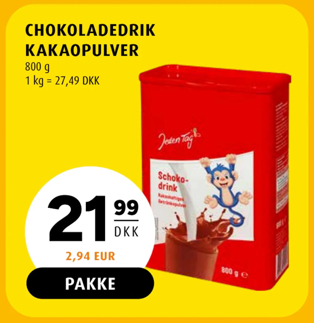 Tilbud på CHOKOLADEDRIK KAKAOPULVER fra Scandinavian Park til 21,99 kr.
