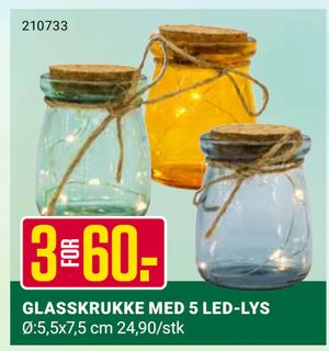 GLASSKRUKKE MED 5 LED-LYS