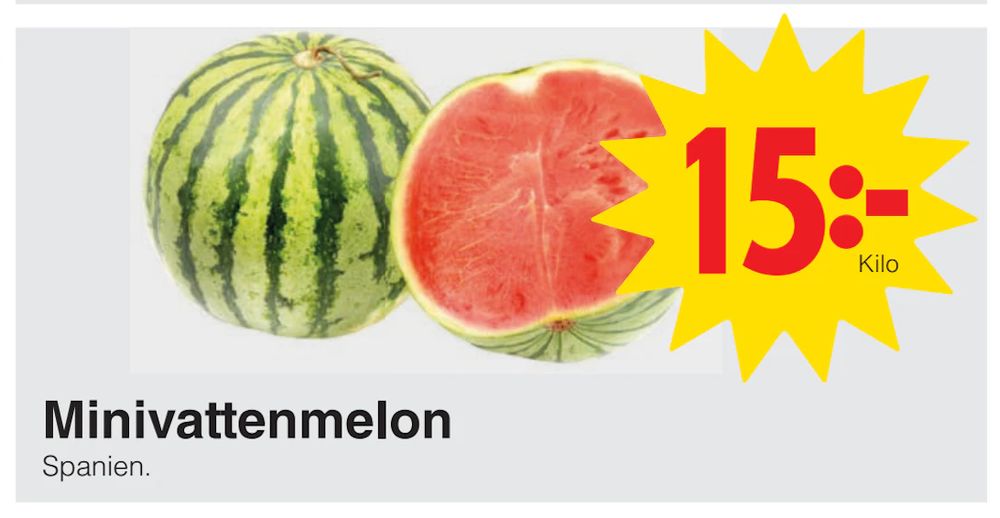 Erbjudanden på Minivattenmelon från Matöppet för 15 kr
