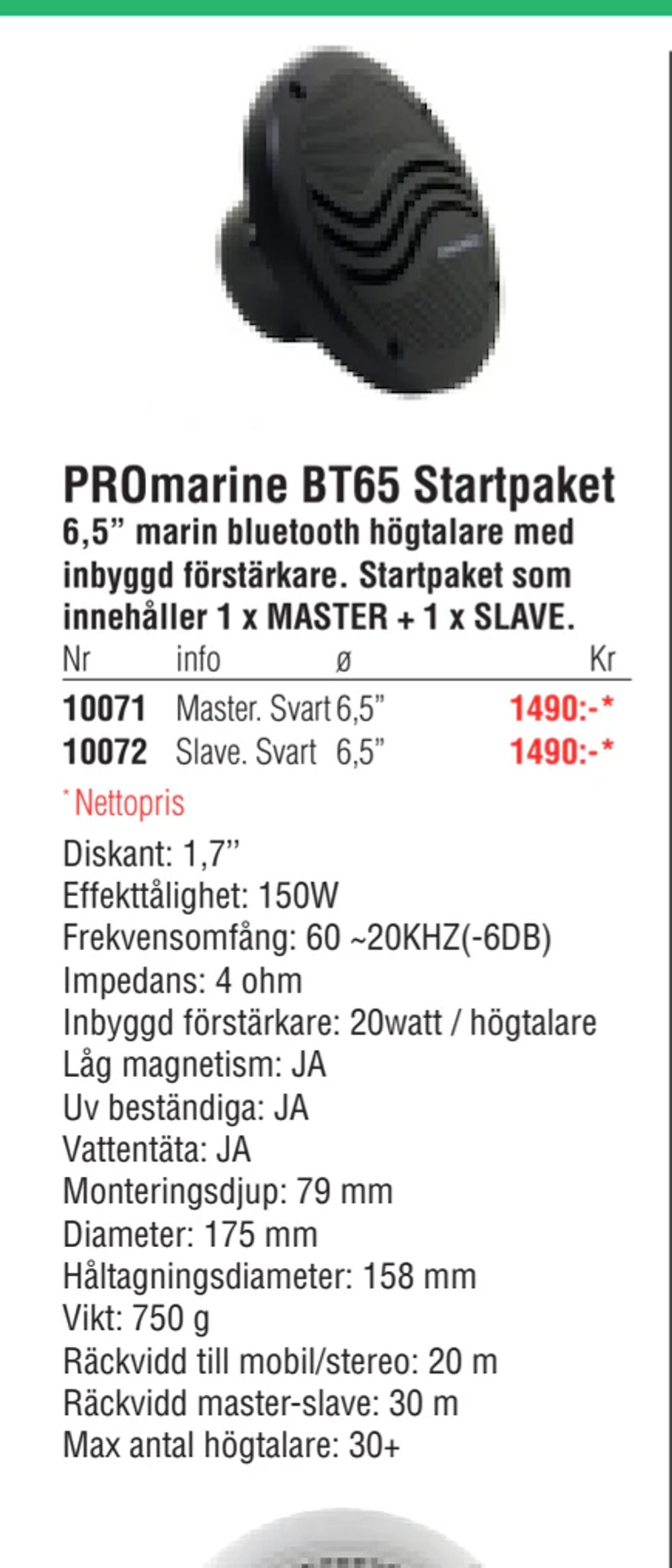 Erbjudanden på PROmarine BT65 Startpaket från Erlandsons Brygga för 1 490 kr