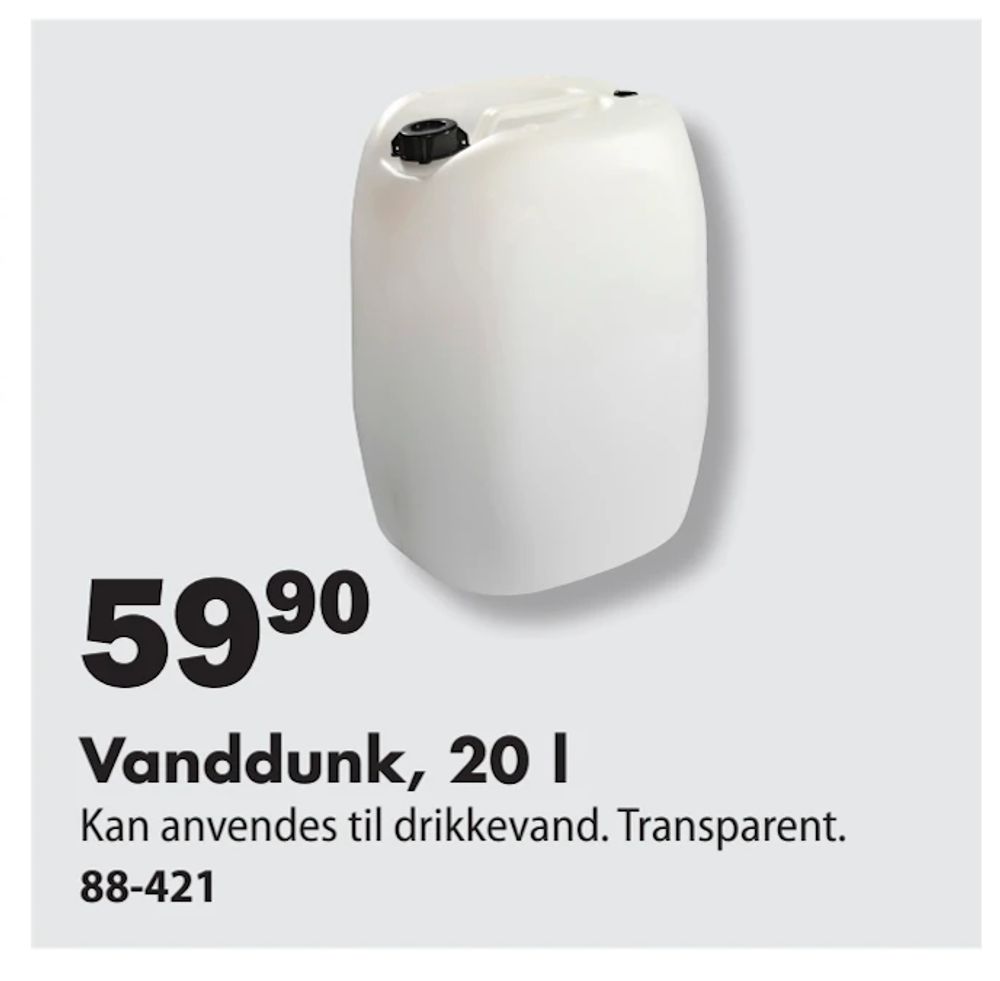 Tilbud på Vanddunk, 20 l fra Biltema til 59,90 kr.