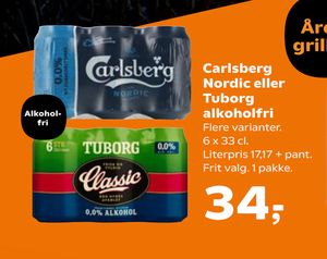 Carlsberg Nordic eller Tuborg alkoholfri