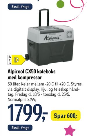 Alpicool CX50 køleboks med kompressor