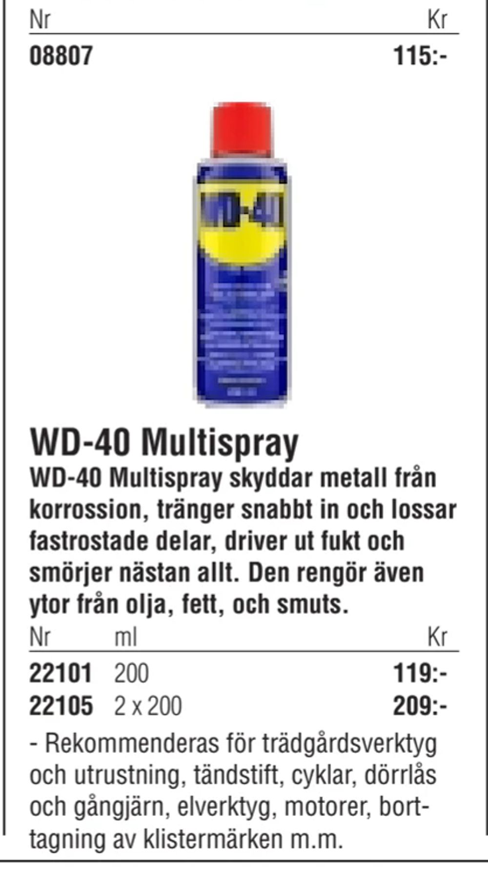 Erbjudanden på WD-40 Multispray från Erlandsons Brygga för 119 kr