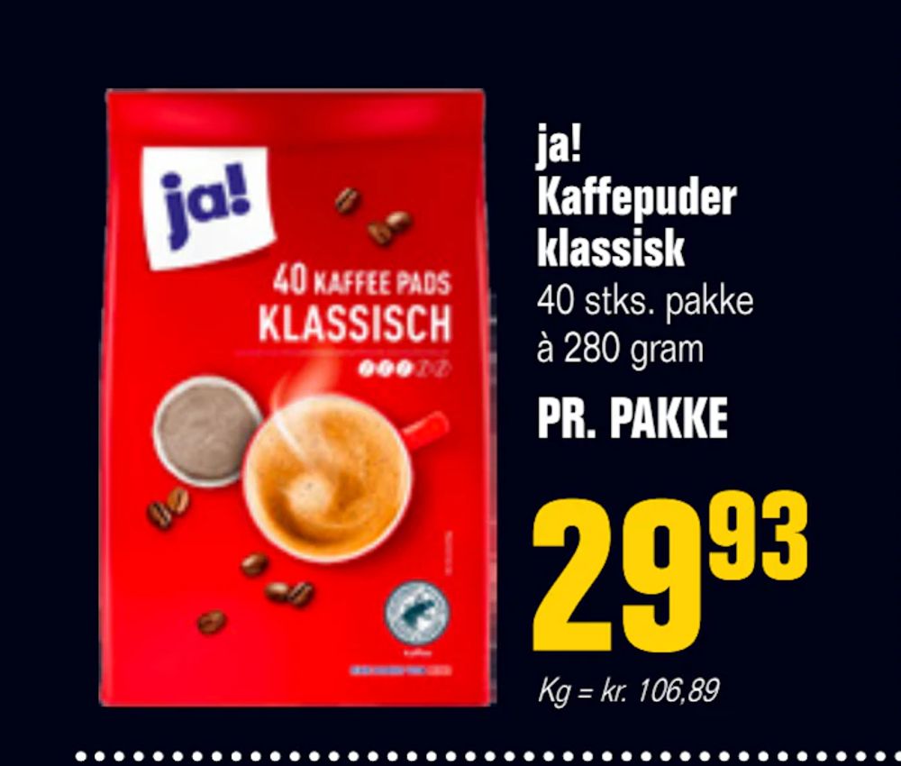 Tilbud på ja! Kaffepuder klassisk fra Otto Duborg til 29,93 kr.