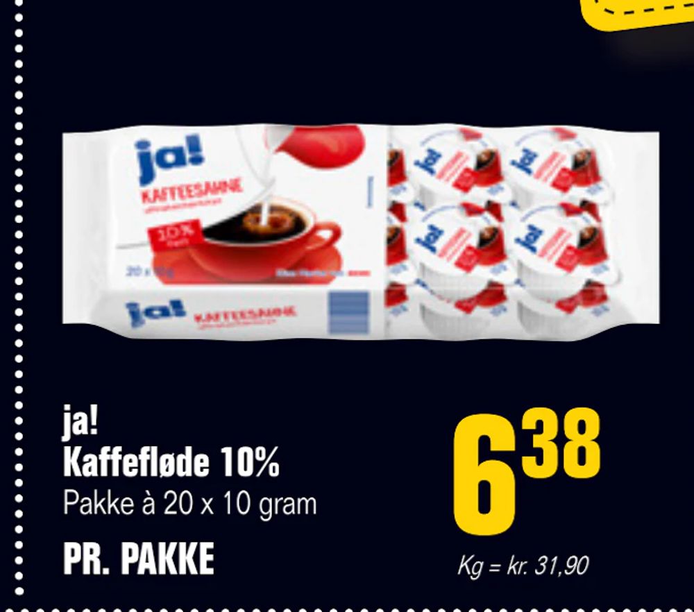 Tilbud på ja! Kaffefløde 10% fra Otto Duborg til 6,38 kr.