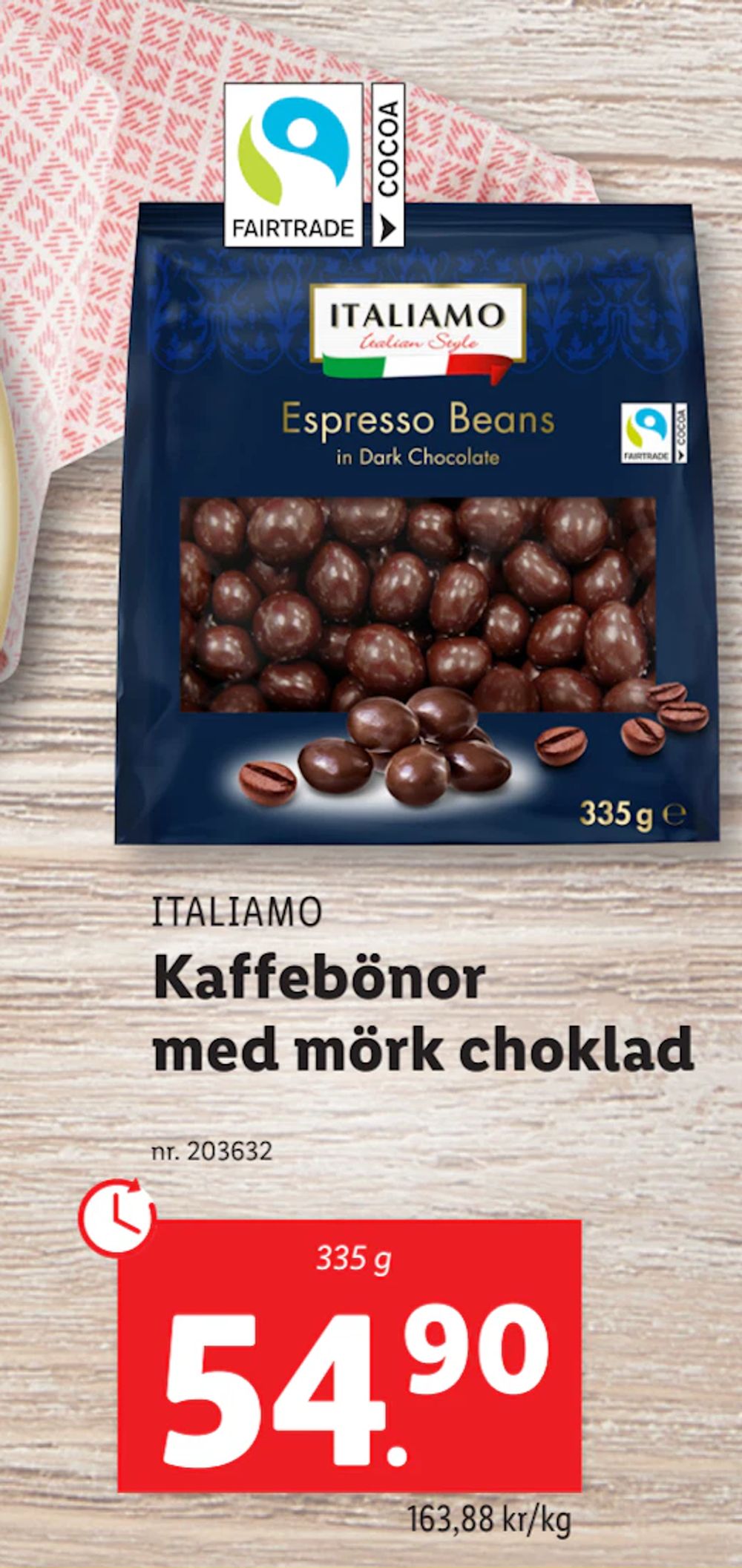 Erbjudanden på Kaffebönor med mörk choklad från Lidl för 54,90 kr