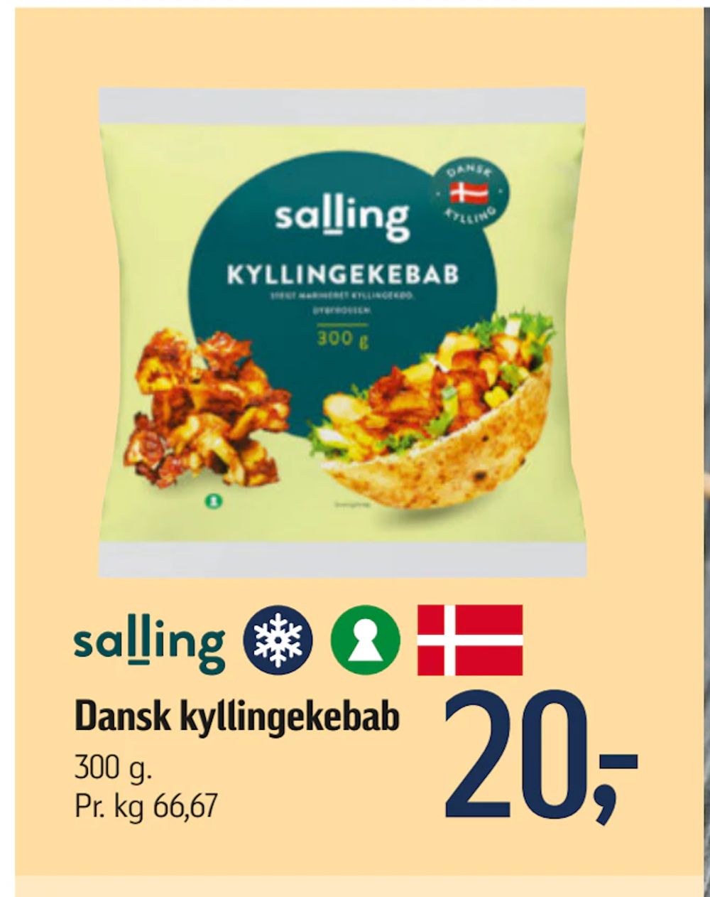 Tilbud på Dansk kyllingekebab fra føtex til 20 kr.