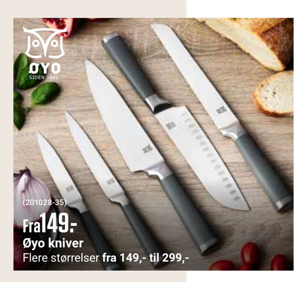 Tilbud på Øyo kniver fra Europris til 149 kr