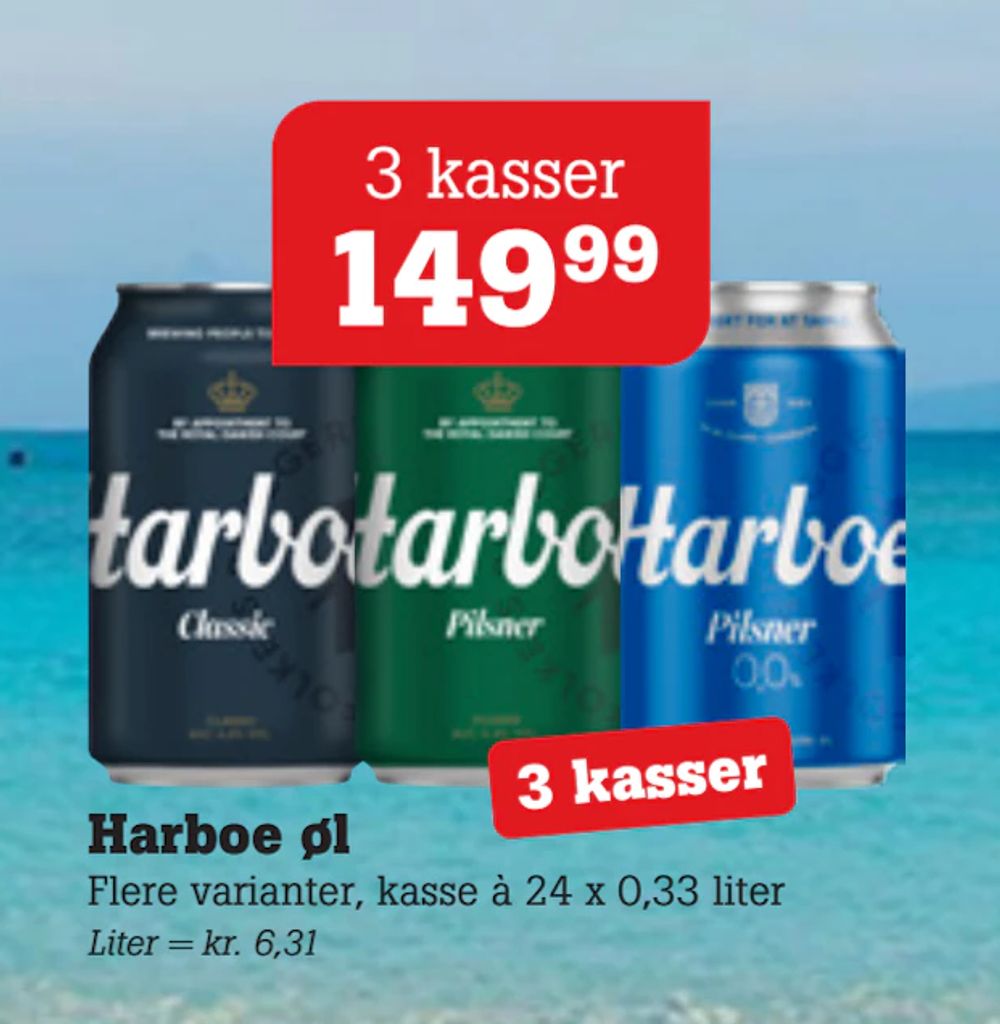 Tilbud på Harboe øl fra Poetzsch Padborg til 149,99 kr.