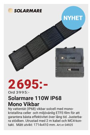 Solarmare 110W IP68 Mono Vikbar