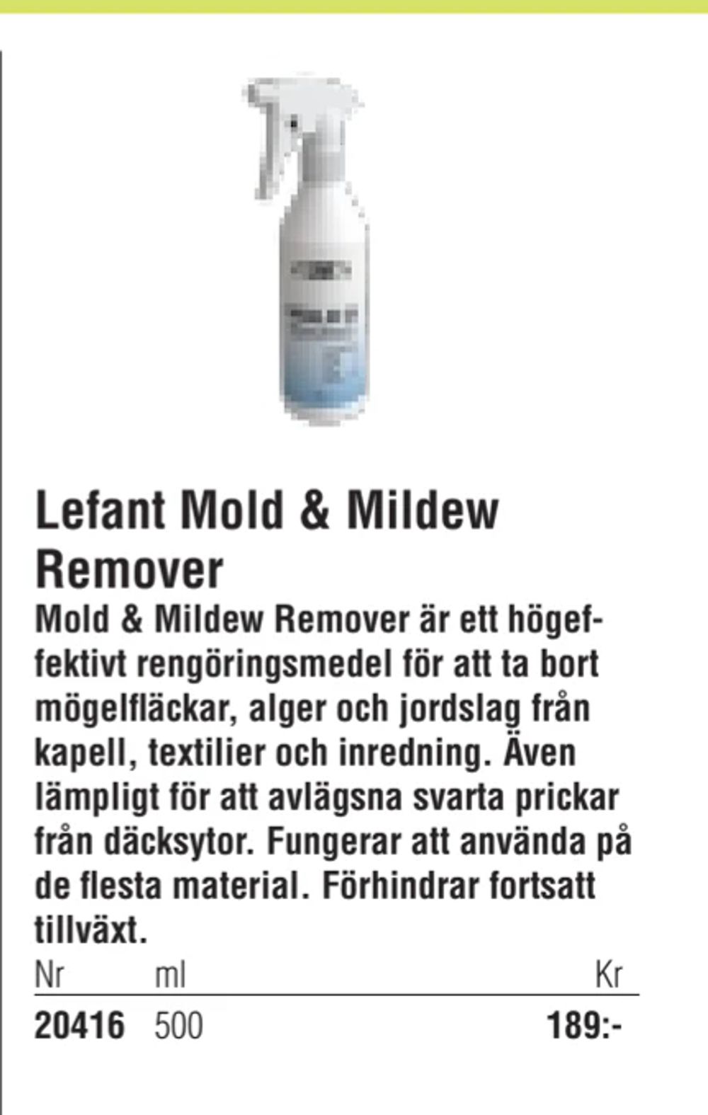 Erbjudanden på Lefant Mold & Mildew Remover från Erlandsons Brygga för 189 kr