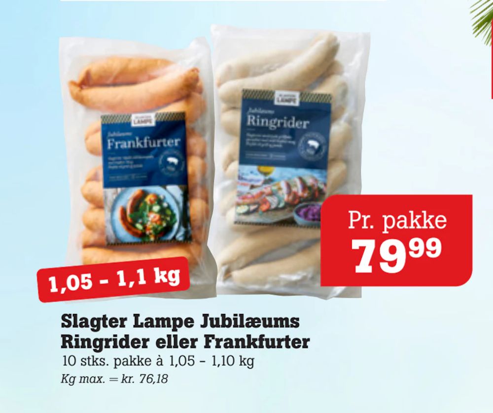 Tilbud på Slagter Lampe Jubilæums Ringrider eller Frankfurter fra Poetzsch Padborg til 79,99 kr.