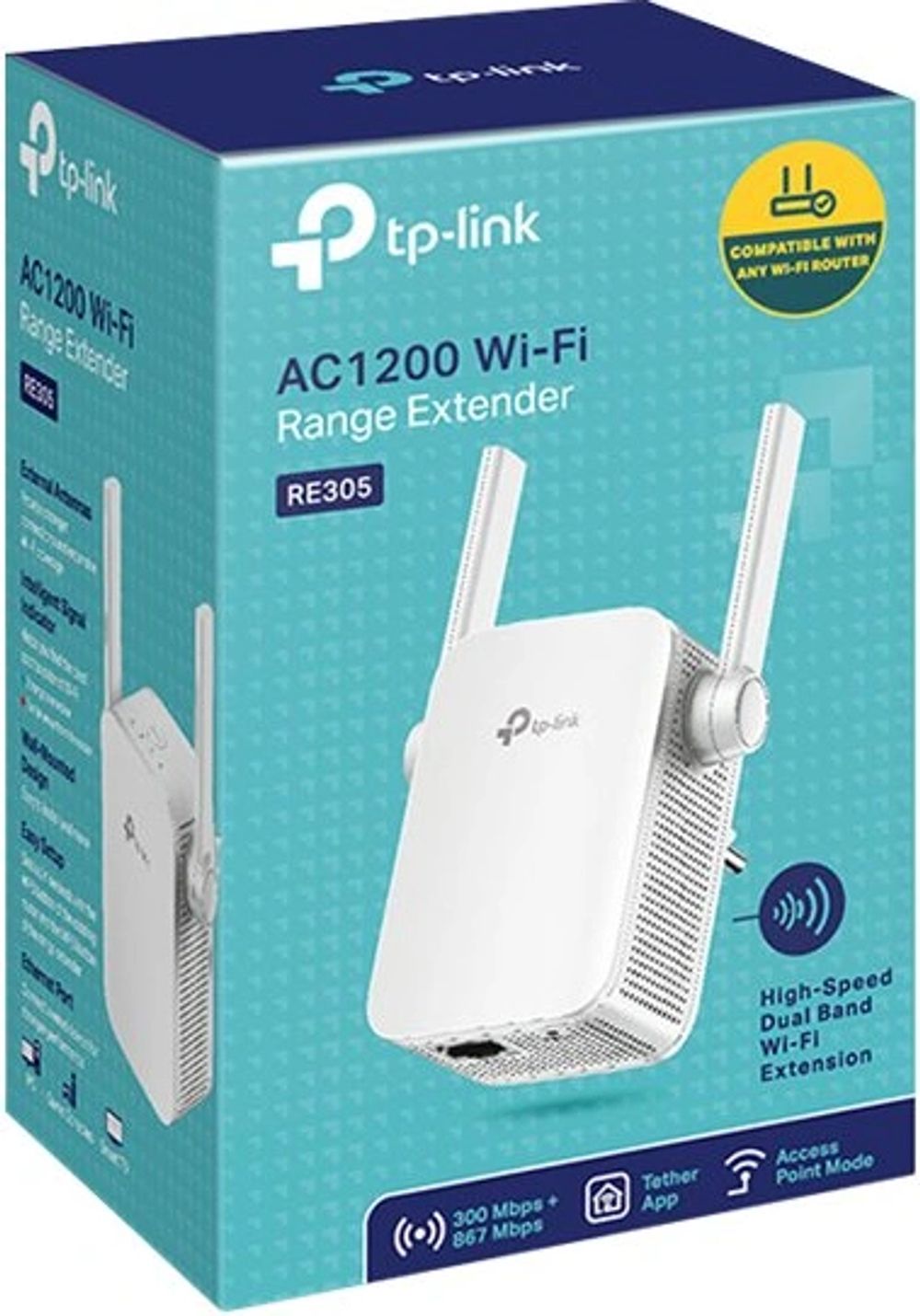 Tilbud på TP-Link RE305 AC1200 Wi-Fi Range Extender  - WiFi-rækkeviddeforlænger - GigE - Wi-Fi 5 - 2.4 GHz / 5 GHz fra ComputerSalg til 234 kr.