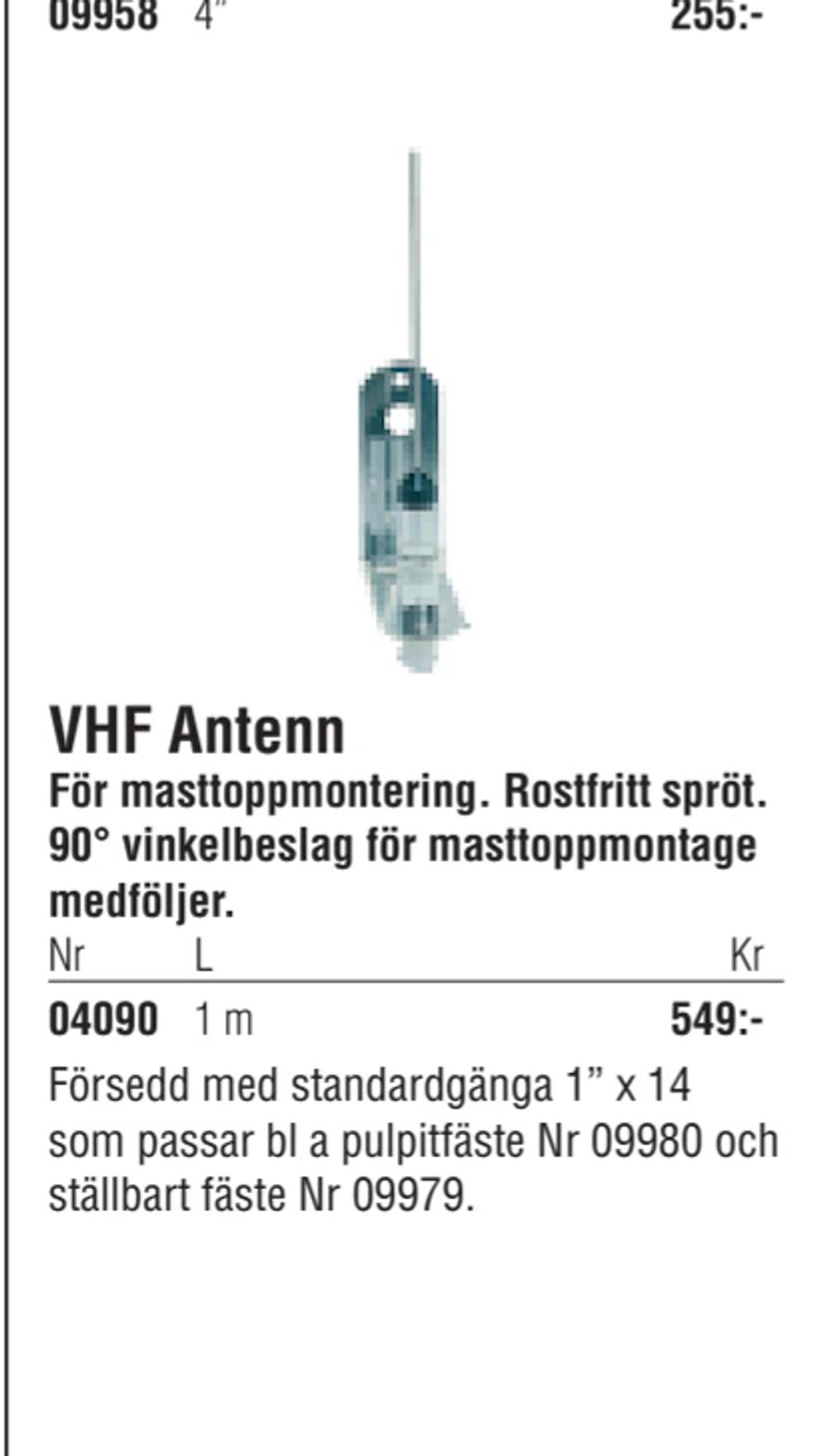 Erbjudanden på VHF Antenn från Erlandsons Brygga för 549 kr